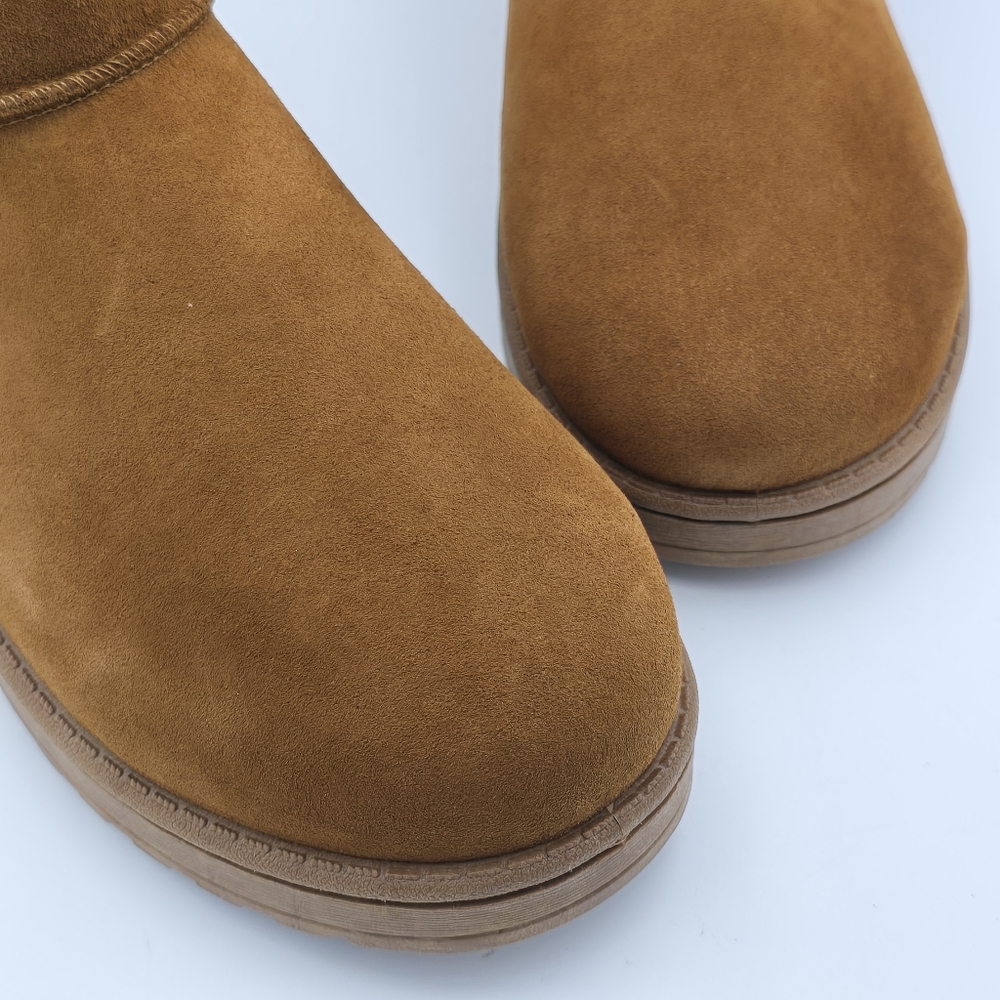 NIB White Mountain Inspo Leather & Faux Fur Ankle Booties, Whiskey/Suede, Sz. 10 - Picture 5 of 16